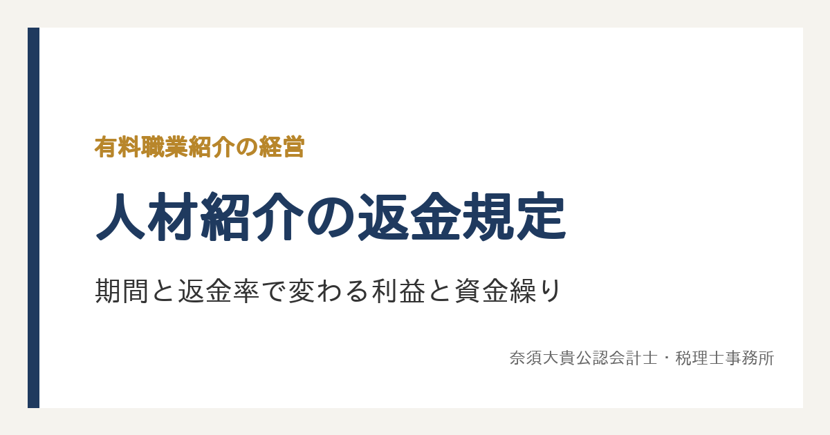 人材紹介の返金規定とは?6ヶ月の規定と返金率で変わる利益・資金繰りの試算と勘定科目
